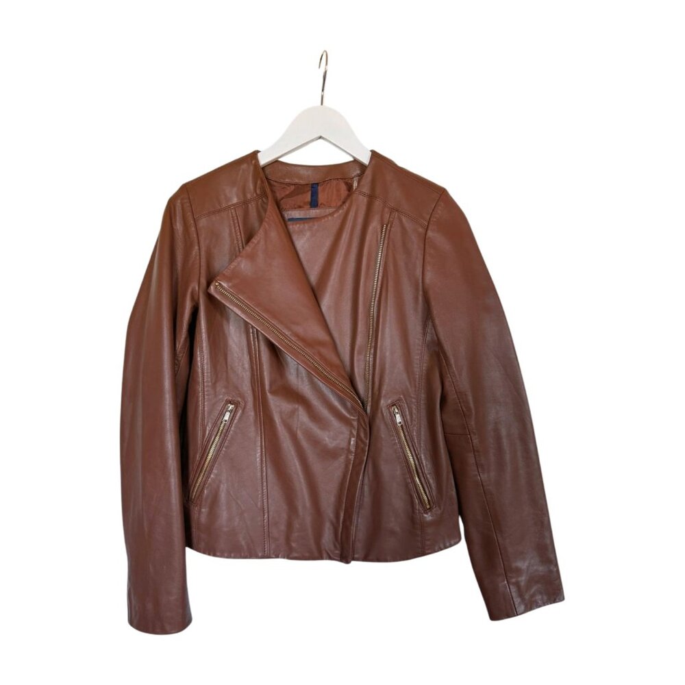 Cole Haan Genuine Lambskin Leather Jacket – Chocolate Brown (XS / Small)